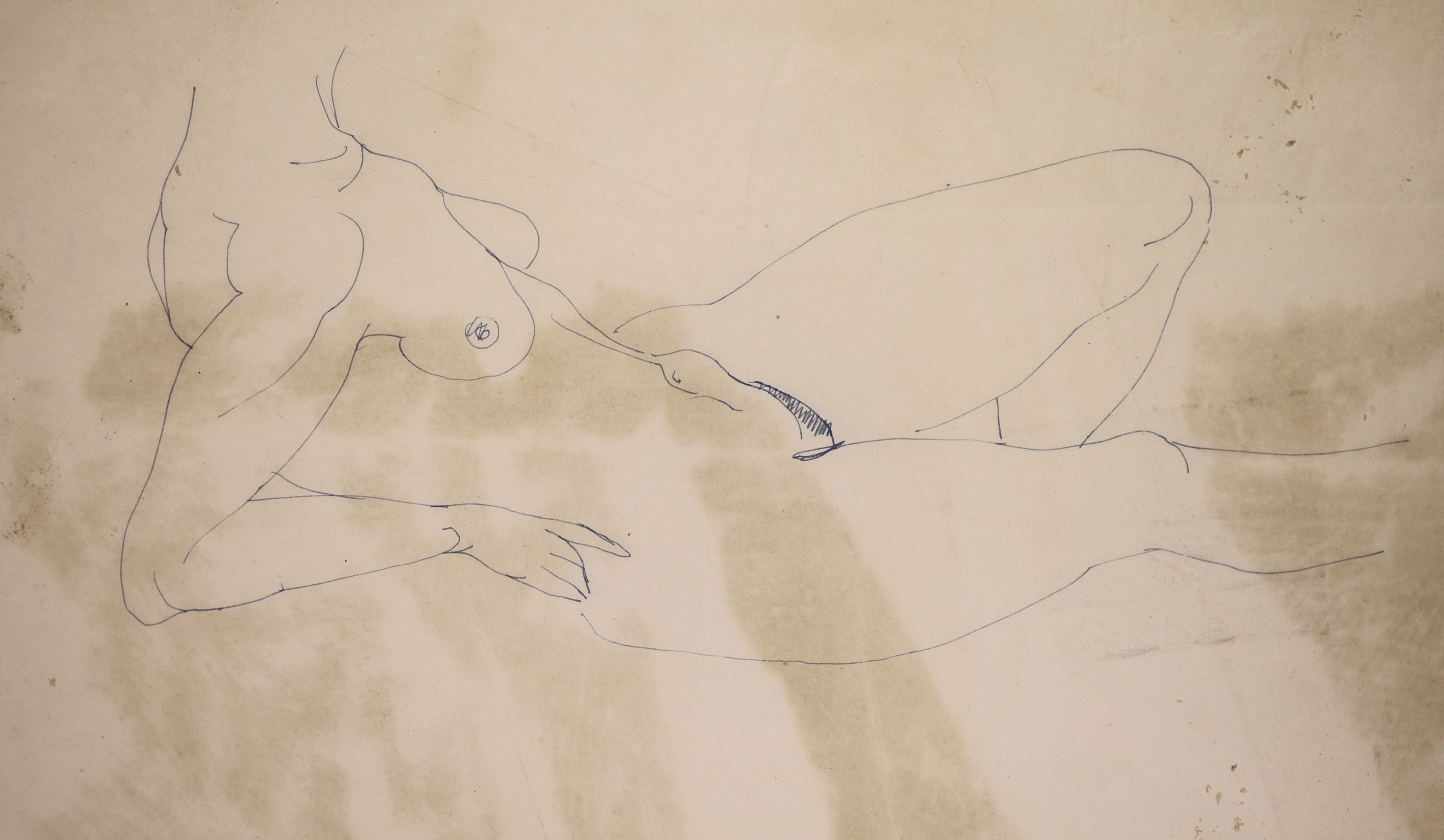 Henri Gaudier-Brzeska (1891-1915), Reclining nude, circa 1912, pen and ink on paper, 25 x 38cms.